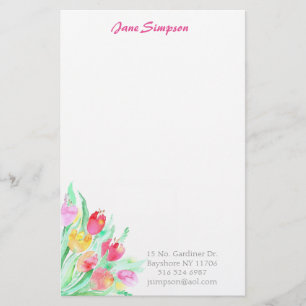 Papelería Inmóvil personal de la acuarela floral
