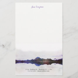 Papelería inmóvil personal del paisaje de la acuarela