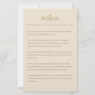 Papelería Inserto de código de vestimenta para la Misa Latin