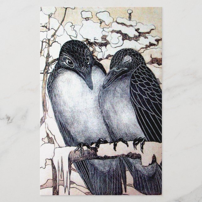 PAPELERÍA INVIERNO AMA A LOS AVES EN EL DETALLE DE NIEVE EN  (Anverso)