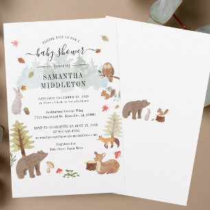 Papelería Invitación a animales de Woodland de Baby Shower c