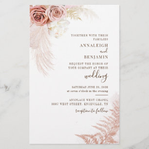 Papelería Invitación a la boda de Pampas Grass Terracotta