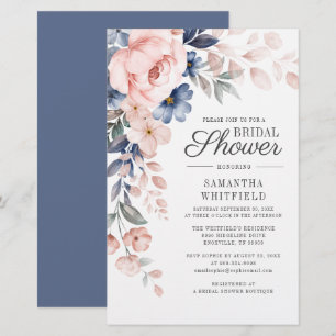 Papelería Invitación de boda con estampado floral azul polvo