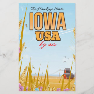 Papelería Iowa EE. UU. "El Estado del Halcón"Póster de viaje