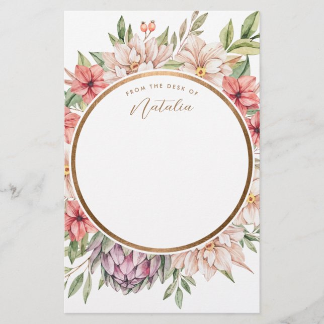 Papelería Isla Tropical Pastel Floral Personalizada (Anverso)