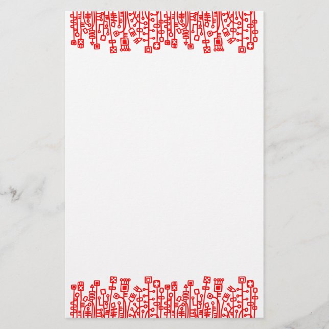 Papelería Jardín Cibernético - Rojo (Anverso)