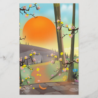Papelería Jardín de Japón durante una puesta de sol