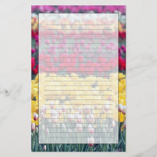 Papelería jardín de tulipanes en el valle de Skagit, (Anverso)