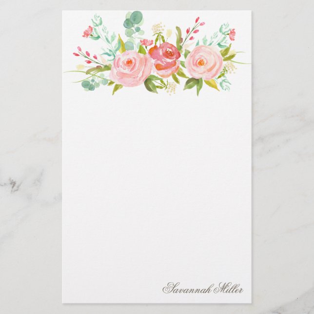 Papelería Jardín Rosa | Stationery personalizada (Anverso)