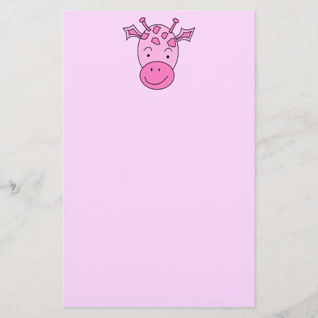 Papelería Jirafa rosada linda (Anverso)