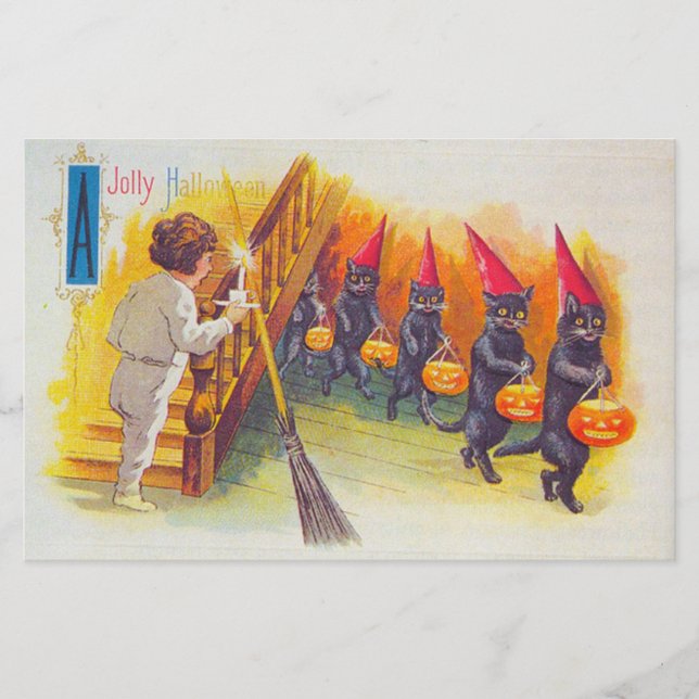 Papelería Jolly Halloween (gatos negros) (Anverso)