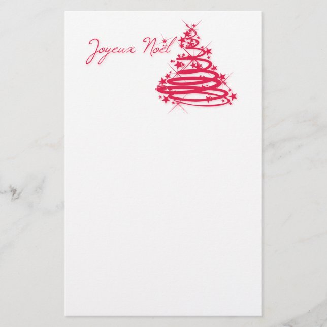 Papelería Joyeux rojo Noël con el árbol de navidad (Anverso)
