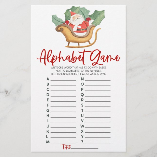 Papelería Juego de Baby Shower Alphabet para Navidades de Sa (Anverso)