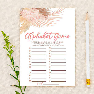 Papelería Juego de Baby Shower Boho Soft Pink Floral Alphabe