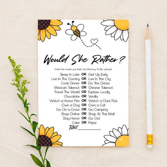 Papelería Juego de Baby Shower 'Bumble Honey Bee Would She R (Subido por el creador)