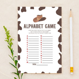 Papelería Juego de Baby Shower Cowboy Rodeo Western Alphabet