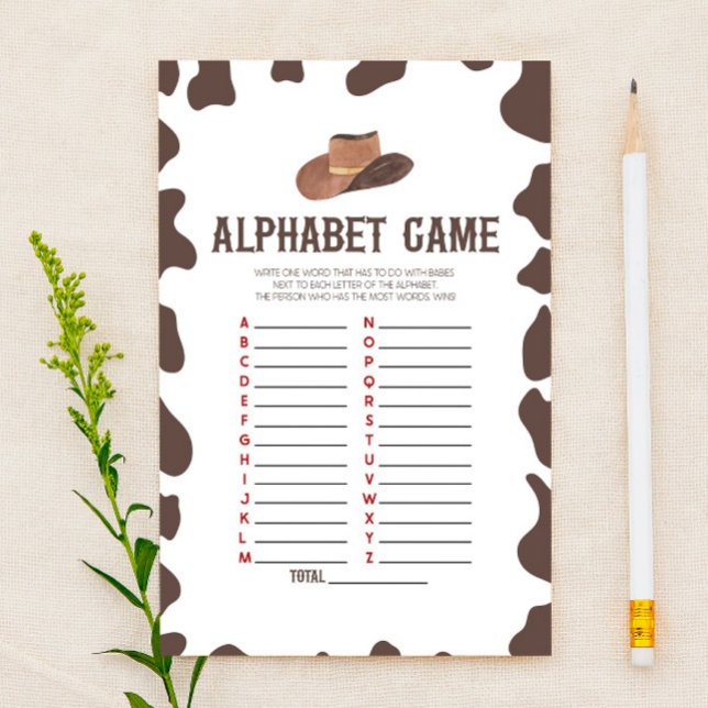 Papelería Juego de Baby Shower Cowboy Rodeo Western Alphabet (Subido por el creador)