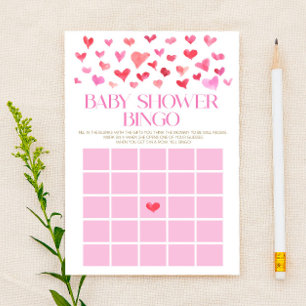 Papelería Juego de Baby Shower de Bingo de Corazones Rojas y