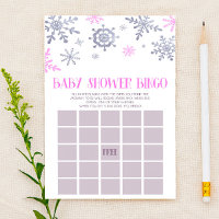 Juego de Baby Shower de Bingo de Invierno Rosa Sno