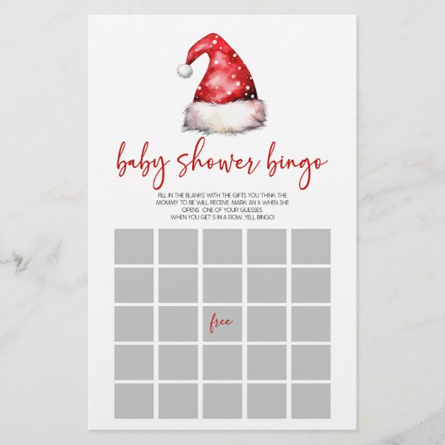 Papelería Juego de Baby Shower de Bingo de Navidades de Sant (Anverso)