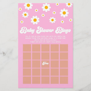 Papelería Juego de Baby Shower de Bingo Retro Rosa