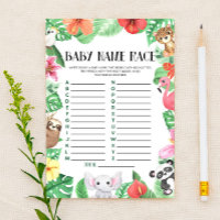 Juego de Baby Shower de Raza de Nombre Animal Trop