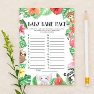 Papelería Juego de Baby Shower de Raza de Nombre Animal Trop