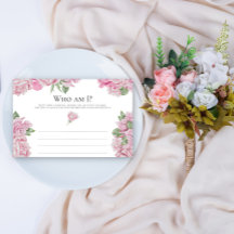 Juego de baby shower de rosas rosadas - Quién soy 
