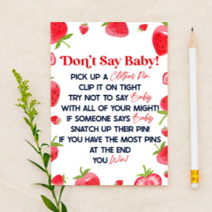 Papelería Juego de Baby Shower Fresa No Digas Bebe