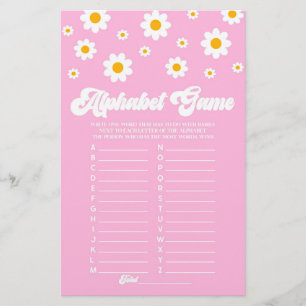 Papelería Juego de Baby Shower rosado retro diaisy Alphabet