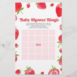 Papelería Juego de Baby Shower Strawberry Berry Bingo