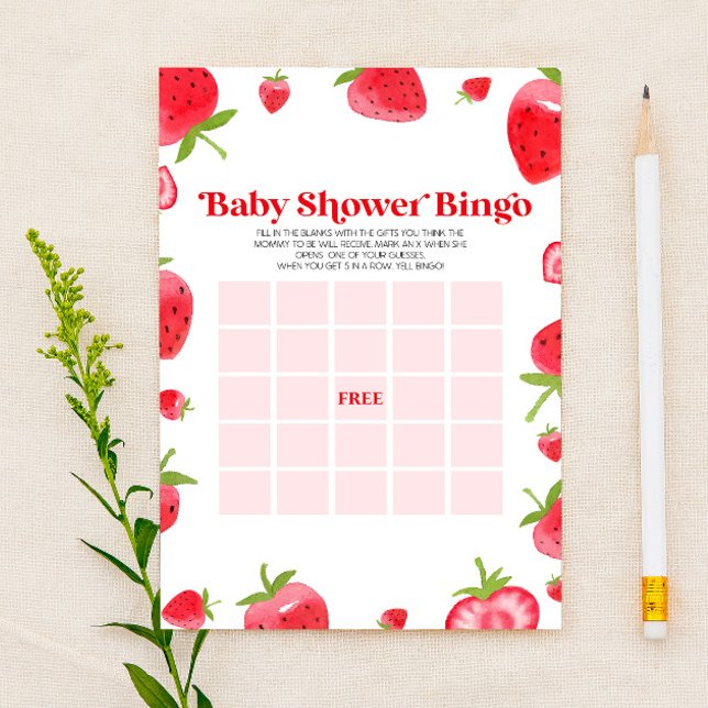 Papelería Juego de Baby Shower Strawberry Berry Bingo (Subido por el creador)