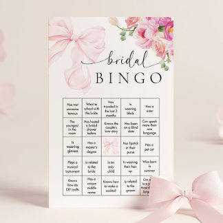 Papelería Juego de bingo Floral Bow Bridal Shower