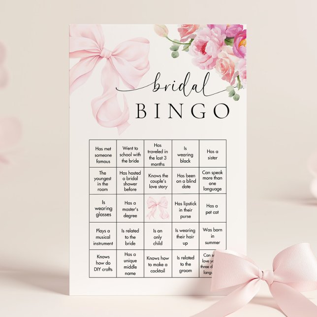 Papelería Juego de bingo Floral Bow Bridal Shower (Subido por el creador)