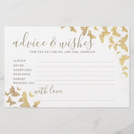 Papelería Juego de consejos sobre mariposas de oro Sr. Brida