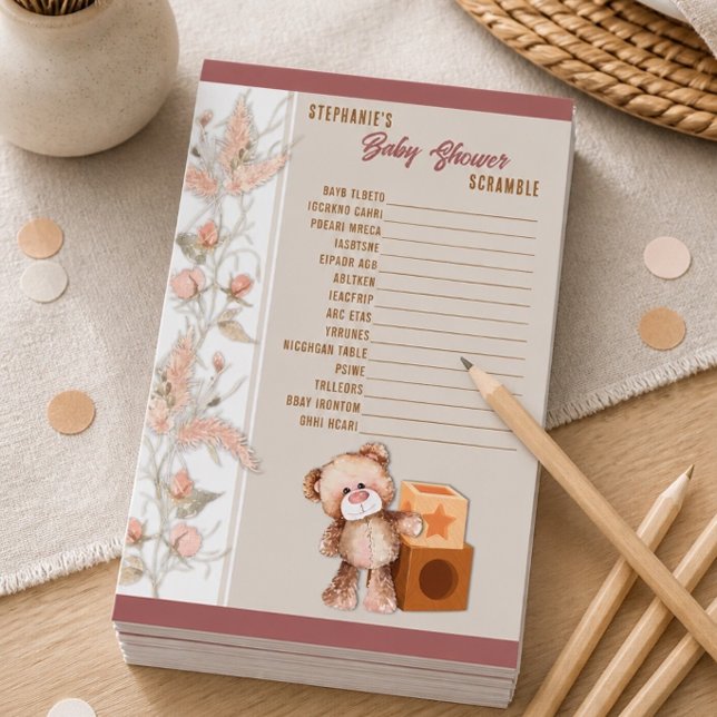 Papelería Juego de desorden para baby shower de osito Teddy  (Subido por el creador)