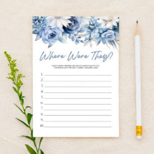 Papelería Juego de Despedida de Soltera Floral Azul ¿Dónde E