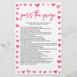 Papelería Juego de Despedida de Soltera Hearts Pass The Priz