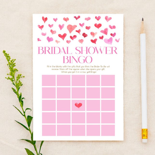 Papelería Juego de ducha de novia de bingo rosa rojo (Subido por el creador)