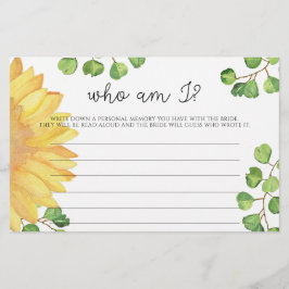 Papelería Juego de ducha de novia de girasol acuarela Quién 