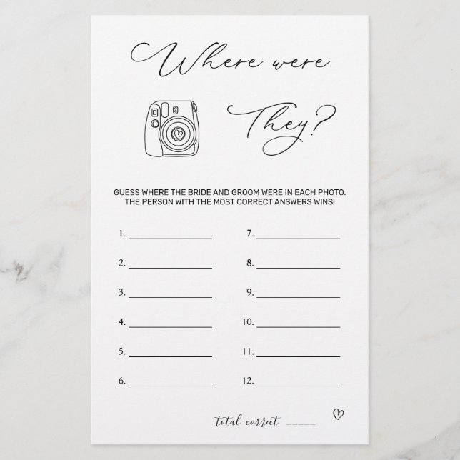 Papelería Juego de ducha de novia donde estaban (Anverso)