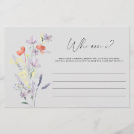 Papelería Juego de la ducha de novia floral Boho Quién soy y