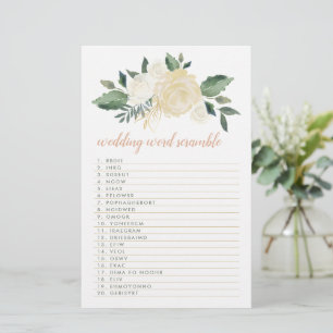 Papelería Juego de palabras para el Boda floral verde Rubor 