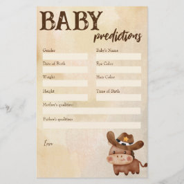 Papelería Juego de predicción de la ducha de bebé vaquero pe