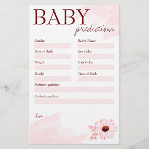 Papelería Juego de predicción de la ducha para bebé rosa par