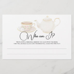 Papelería Juego de quién soy yo para baby shower de té