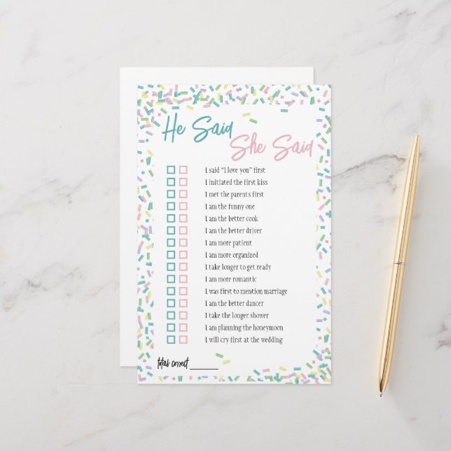 Papelería Juego de Sprinkles de Helado Él Dijo Ella Dijo (Anverso/Reverso In Situ)