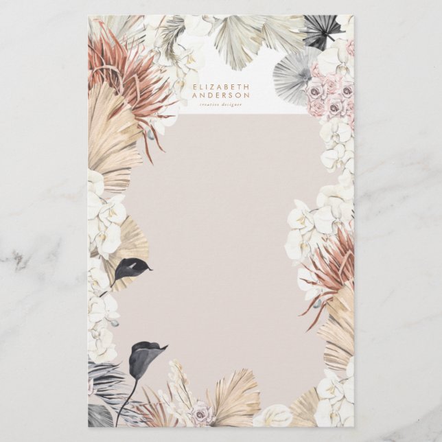 Papelería Jungla tropical floral de pampas (Anverso)