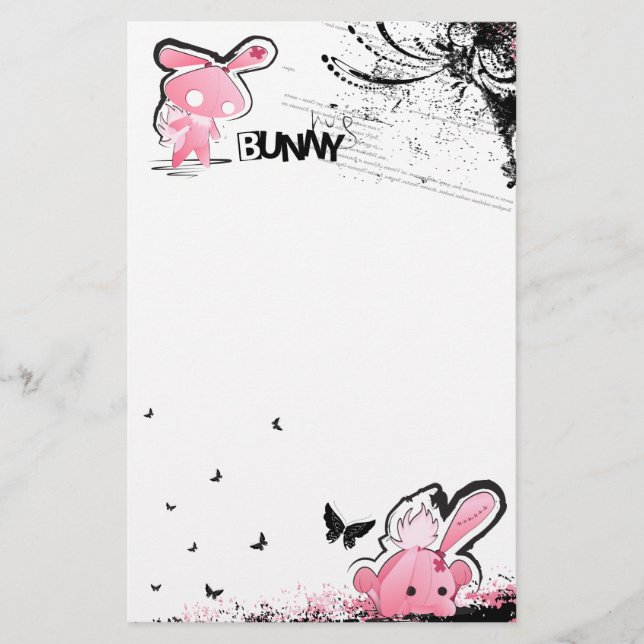Papelería Kawaii emo Pink Bunny Stationery (Anverso)