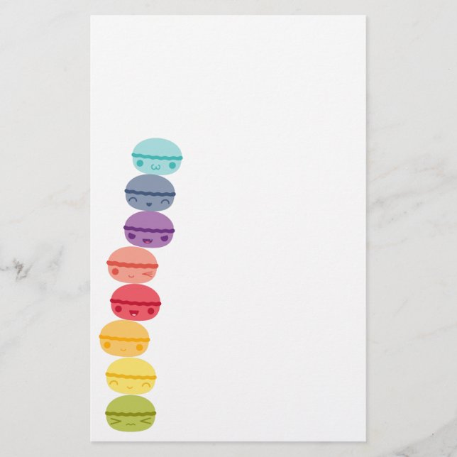 Papelería Kawaii Macarons apilado arco iris (Anverso)